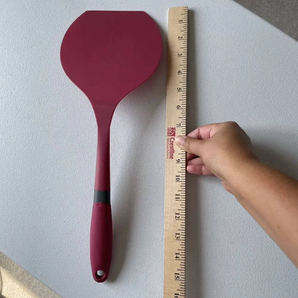 Core Kitchen Wide Pancake Flipper Spatula Red Plastic Rubber Handle Red Utensil